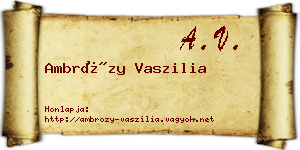 Ambrózy Vaszilia névjegykártya